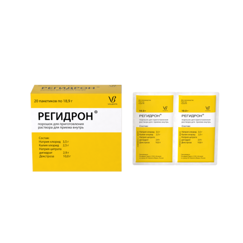 Регидрон порошок д/приг раствора для приема внутрь пакетики 18,9 г 20 шт Регидрон порошок д/приг раствора для приема внутрь пакетики 18,9 г 20 шт