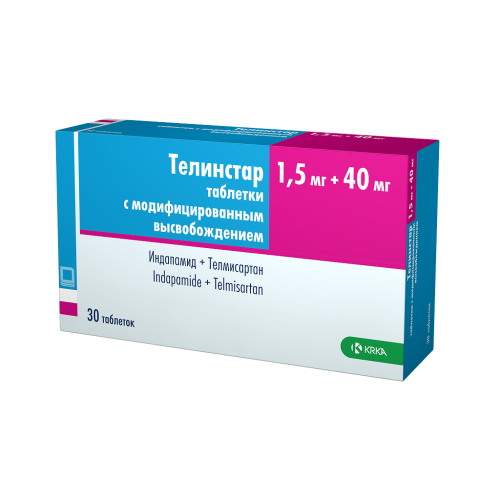 Телинстар таблетки с модифицированным высвобождением покрыт.плен.об. 1,5 мг+40 мг 30 шт Телинстар таблетки с модифицированным высвобождением покрыт.плен.об. 1,5 мг+40 мг 30 шт