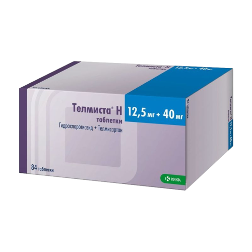 Телмиста Н таблетки 12,5 мг+40 мг 84 шт Телмиста Н таблетки 12,5 мг+40 мг 84 шт
