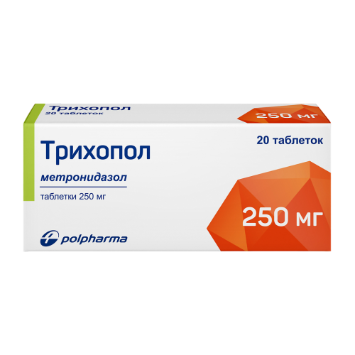Трихопол таблетки 250 мг 20 шт Трихопол таблетки 250 мг 20 шт