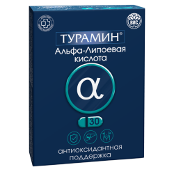Турамин Альфа-Липоевая кислота капсулы массой 0,4 г банка 30 шт Турамин Альфа-Липоевая кислота капсулы массой 0,4 г банка 30 шт