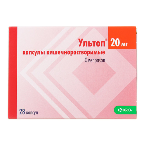 Ультоп капсулы кишечнорастворимые 20 мг 28 шт Ультоп капсулы кишечнорастворимые 20 мг 28 шт