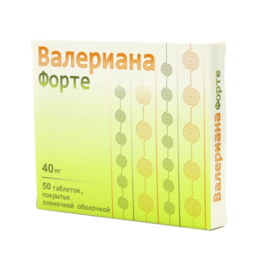 Валериана форте таблетки покрыт.плен.об. 40 мг 50 шт Валериана форте таблетки покрыт.плен.об. 40 мг 50 шт