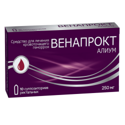 Венапрокт Алиум суппозитории ректальные 250 мг 10 шт Венапрокт Алиум суппозитории ректальные 250 мг 10 шт