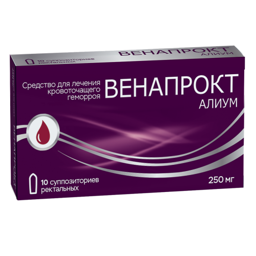 Венапрокт Алиум суппозитории ректальные 250 мг 10 шт Венапрокт Алиум суппозитории ректальные 250 мг 10 шт