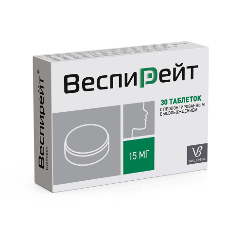 Веспирейт таблетки с пролонг высвобождением 15 мг 30 шт Веспирейт таблетки с пролонг высвобождением 15 мг 30 шт