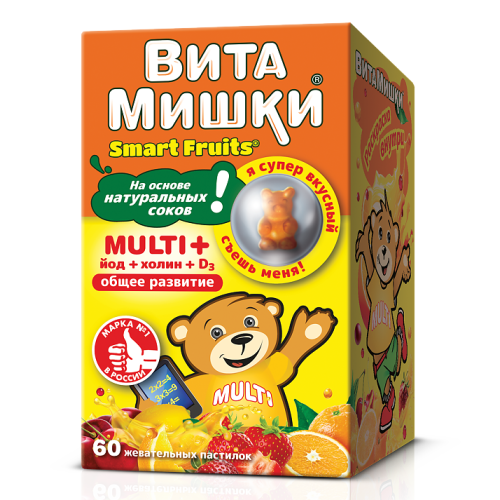 ВитаМишки Multi+ йод+холин жевательные пастилки массой 2500 мг 60 шт