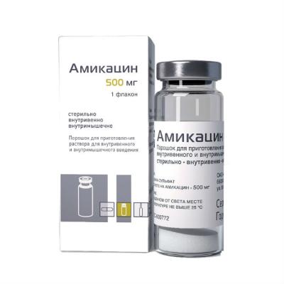 Амикацин порошок д/приг раствора для в/в и в/м введ 500 мг фл 1 шт