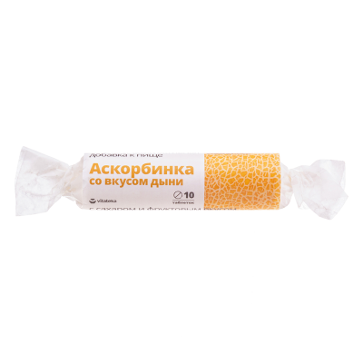 Аскорбинка с сахаром крутка дыня таблетки массой 2,9 г 10 шт
