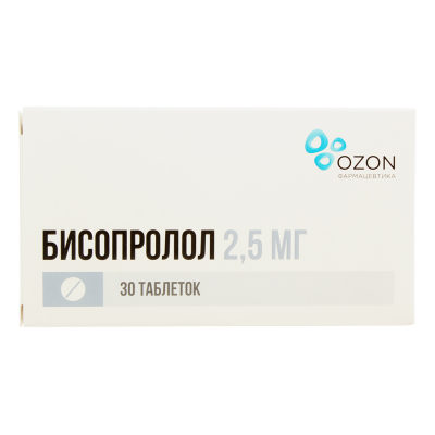 Бисопролол таблетки покрыт.плен.об. 2,5 мг 30 шт