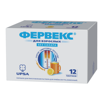 Фервекс порошок д/приг раствора для приема внутрь 500 мг+25 мг+200 мг лимон без сахара пакетики 12 шт
