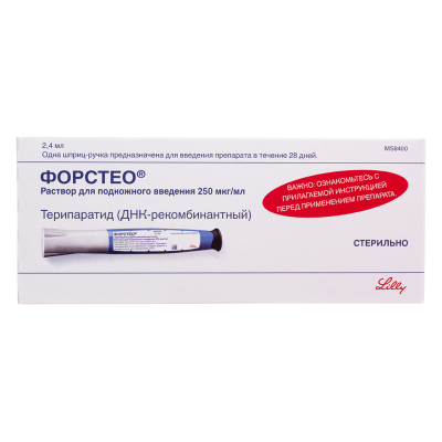 Форстео раствор для подкожного введ 250 мкг/мл 2,4 мл картриджи в шприц-ручках 1 шт