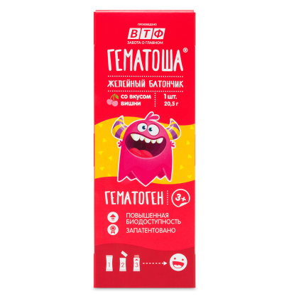 Гематоша батончик желейный массой 20,5 г вкус вишни стик 1 шт