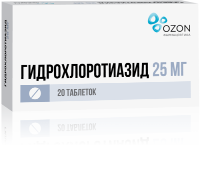 Гидрохлоротиазид таблетки 25 мг 20 шт