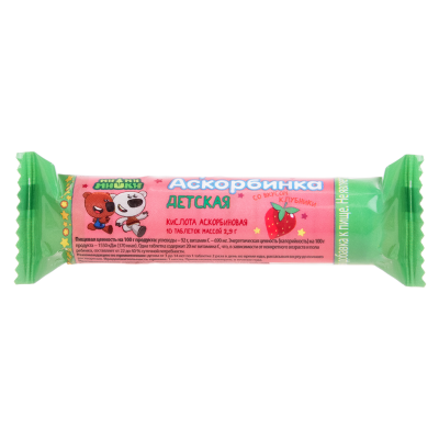 Ми-Ми-Мишки Аскорбинка детская таблетки крутка с сахаром массой 2,9 г клубника 10 шт