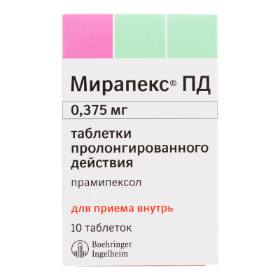 Мирапекс ПД таблетки с пролонг высвобождением 0,375 мг 10 шт
