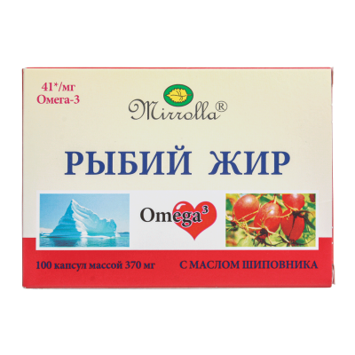 Mirrolla Рыбий жир с маслом шиповника капсулы массой 370 мг 100 шт