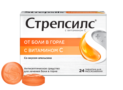 Стрепсилс с витамином С таблетки для рассасывания 24 шт