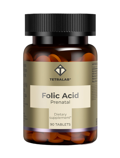 Tetralab Пренатал Folic Acid фолиевая таблетки покрыт.об. массой 310 мг 90 шт