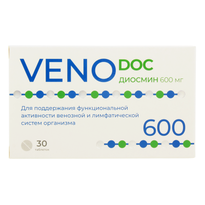 VENO DOC Венотонизирующий диосмин 600 мг таблетки массой 1,1 г 30 шт