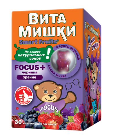 ВитаМишки Focus+ черника жевательные пастилки массой 2500 мг 30 шт